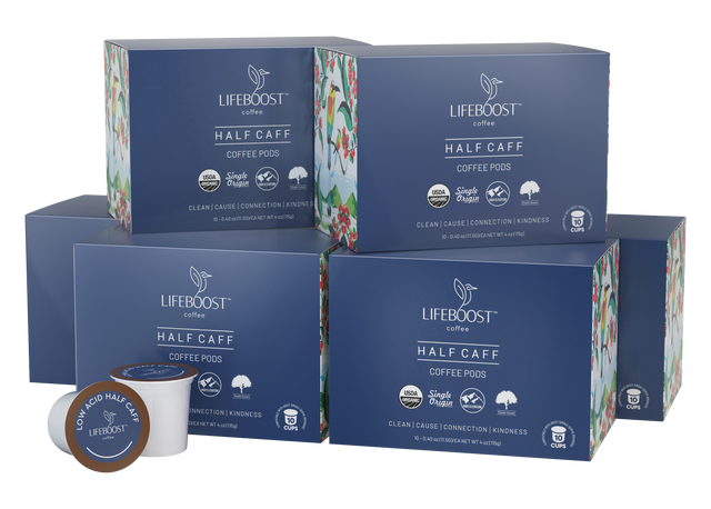 Half Caff Coffee Pods - Lifeboost Coffee